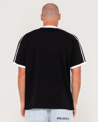 Poppa Short Sleeve Ringer Tee - Black