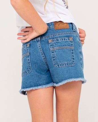 Penny Kick Flare Denim Shorts - Girls