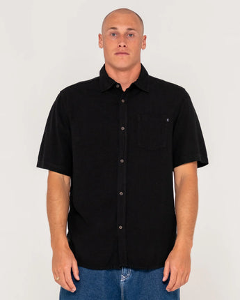 Overtone Short Sleeve Linen Shirt - Black