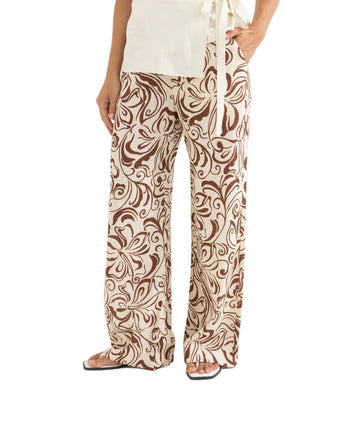 Kai Floral Wide Leg Pant - Chocolate