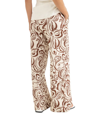 Kai Floral Wide Leg Pant - Chocolate