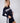 Rusty Women's Retro Lines Zip Through Hooded Fleece - Navy Blue