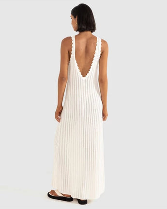 Scallop Knit Maxi Dress - Cream