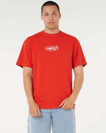 Rip Script Tee - Lava Red
