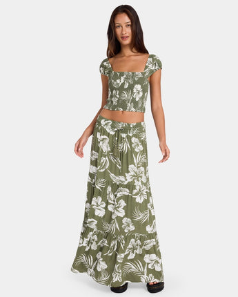 Viper Maxi Skirt - Moss Stone