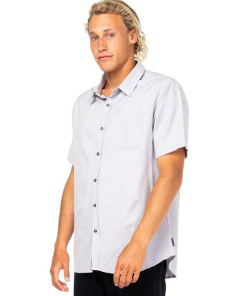 Overtone Short Sleeve Linen Shirt - Cool Grey