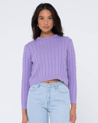 Everything You Need Crew Cable Knit - Lavender
